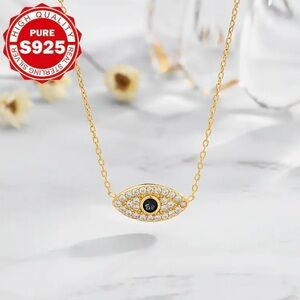 Elegant 925 Sterling Silver Gold Evil Eye Necklace